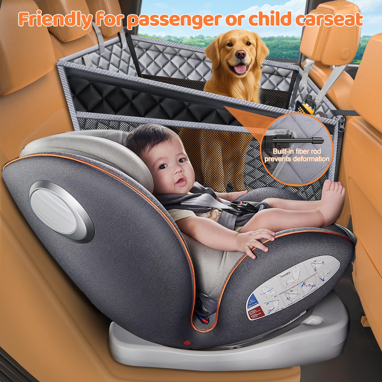 URPOWER Hard Bottom Dog Car Seat for Back Seat, Waterproof Hammock view 2