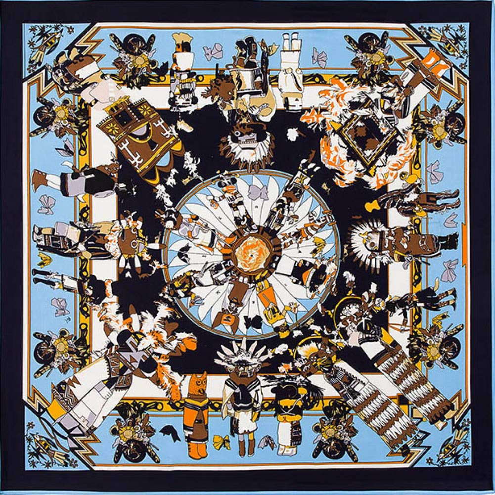 Écharpe twill foulards carrés 100x100cm pour femme avec imprimé tribus et design polyvalent
