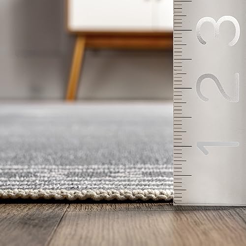 Miniatura 7 de nuLOOM Arina - Alfombra tribal simple, lavable a máquina, 5 x 8 pulgadas, color gris