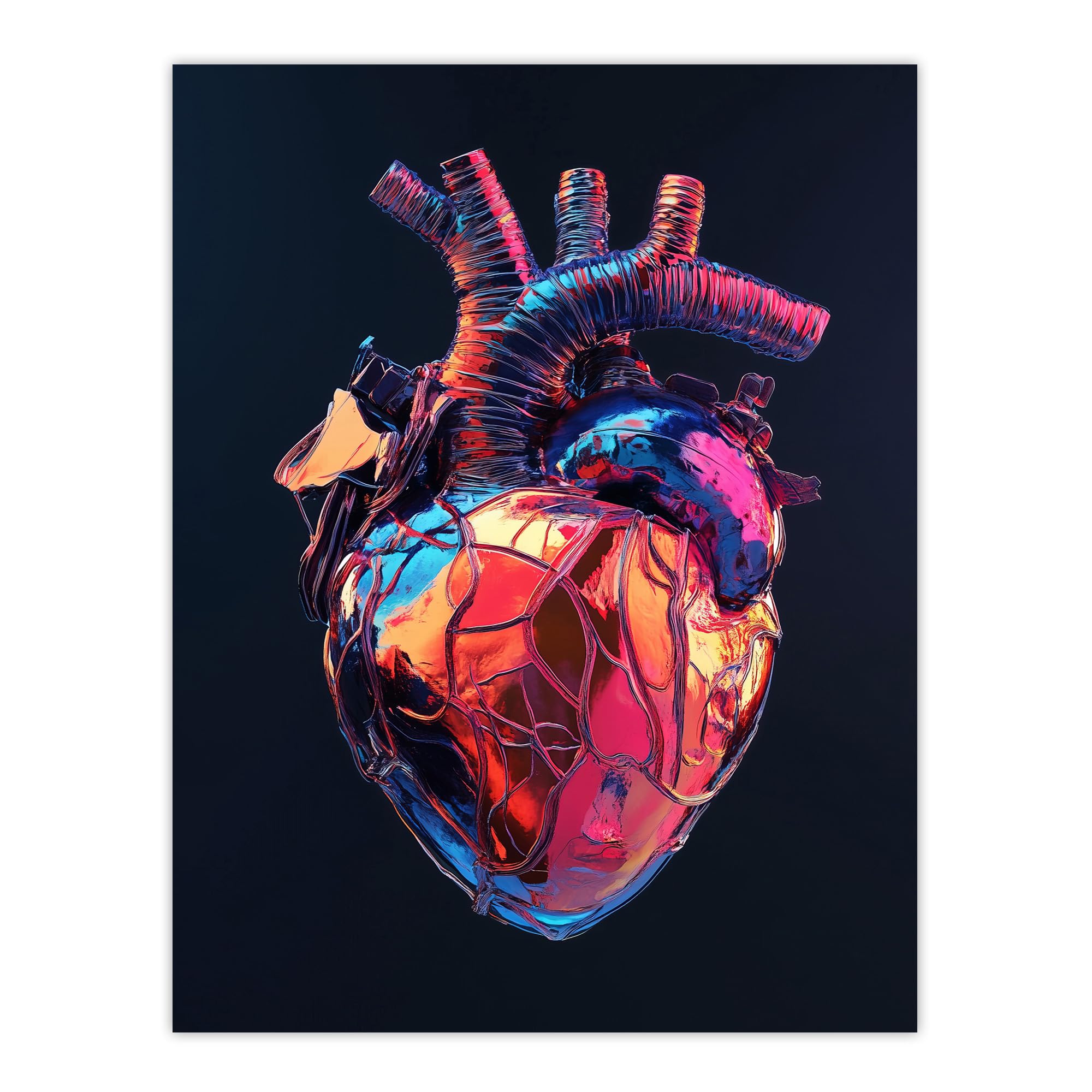Artery8 Shiny Anatomical Human Heart Colourful Modern Living Room Extra Large XL Wall Art Poster Print