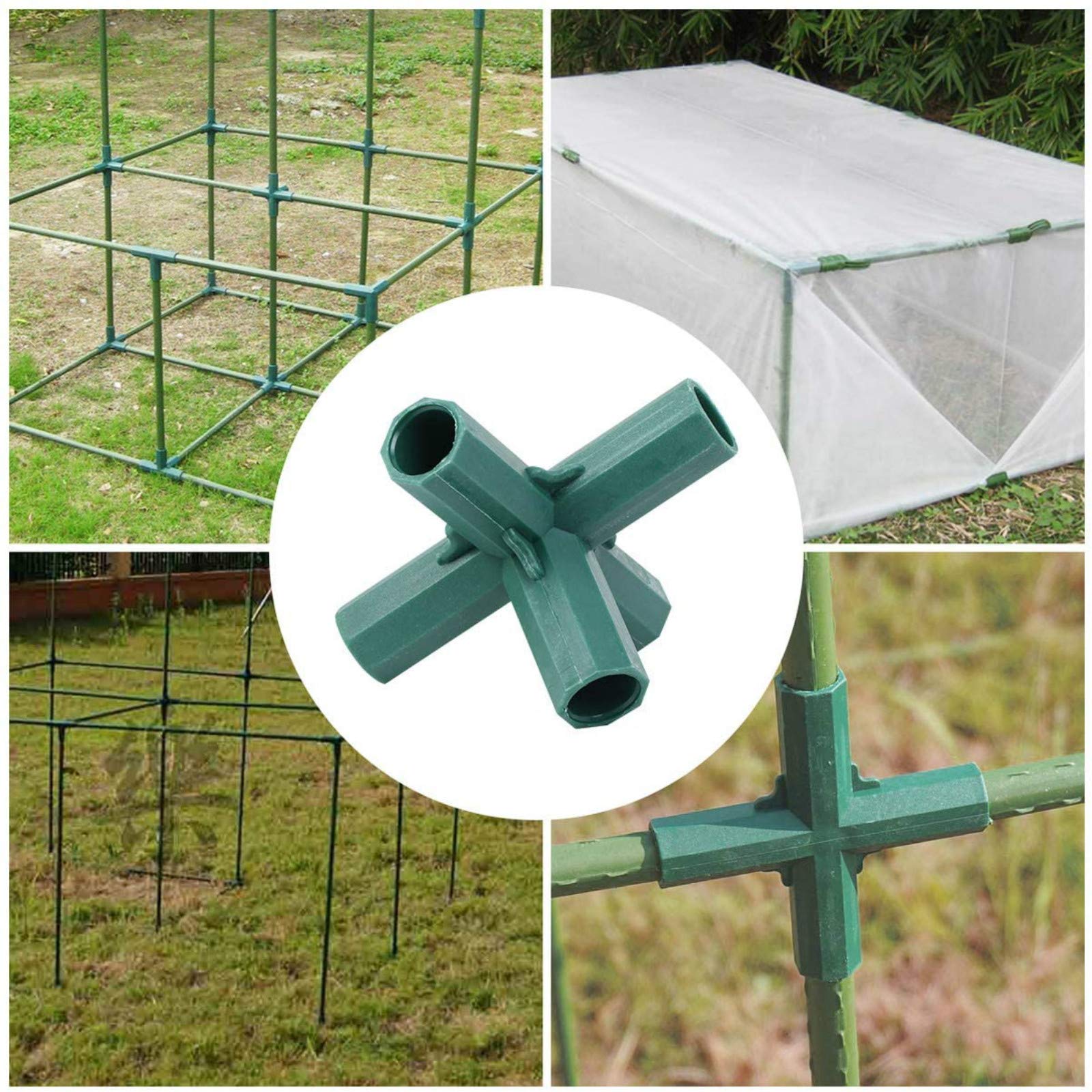 TopHomer 10 Connettori A Croce 4 Vie Per Serra In Plastica: Diametro 16 Mm, Resistenti E Antivento Per Tubi PVC, Canne Di Bambù, Strutture Da Giardino - 2