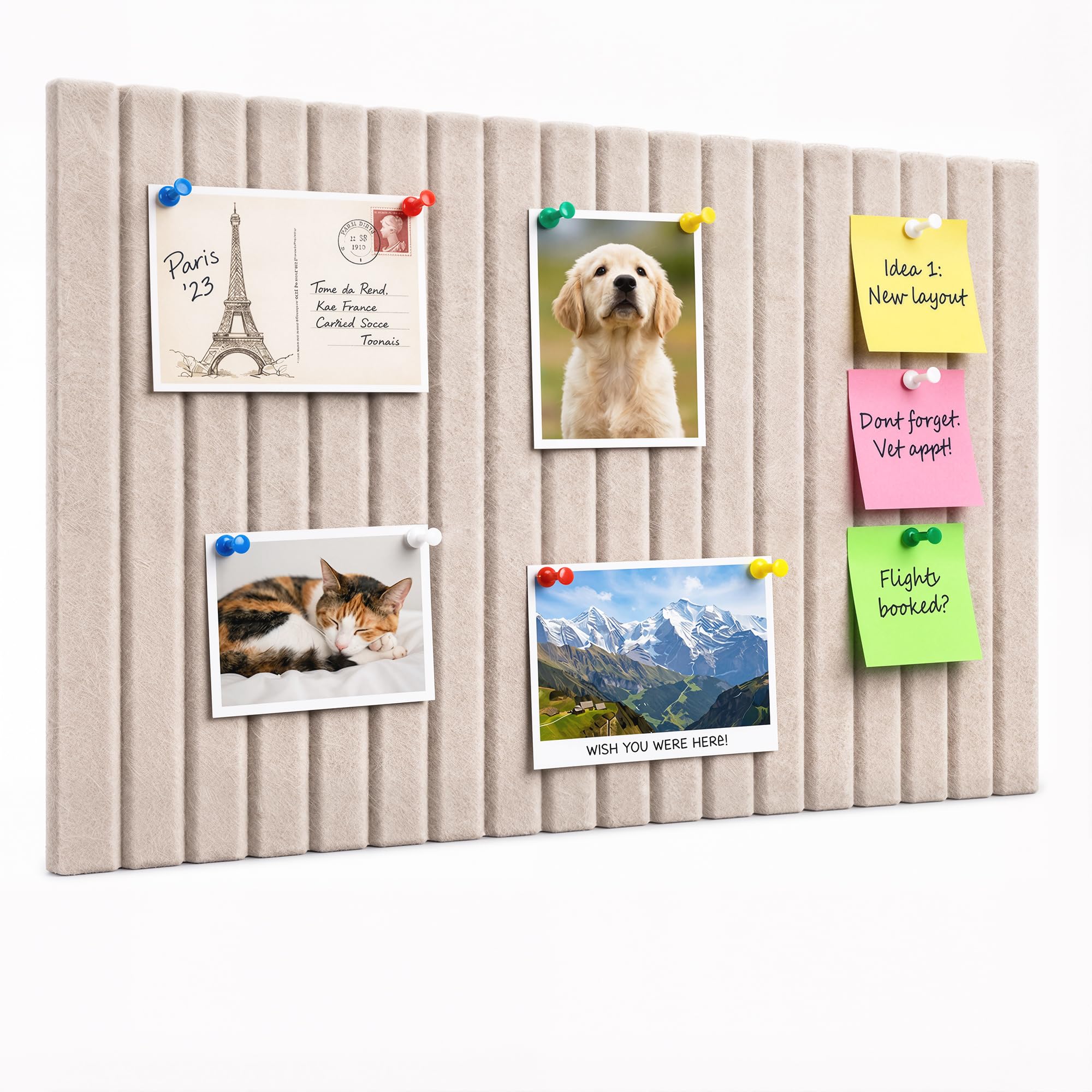 OWLKELA Filz Pinnwand 60x40cm, mit 35 Reißzwecken, Camel | Selbstklebende Pinnwand, Visionboard, Fotowand & Memoboard, Bulletin Board für Büro, Küche, Zuhause