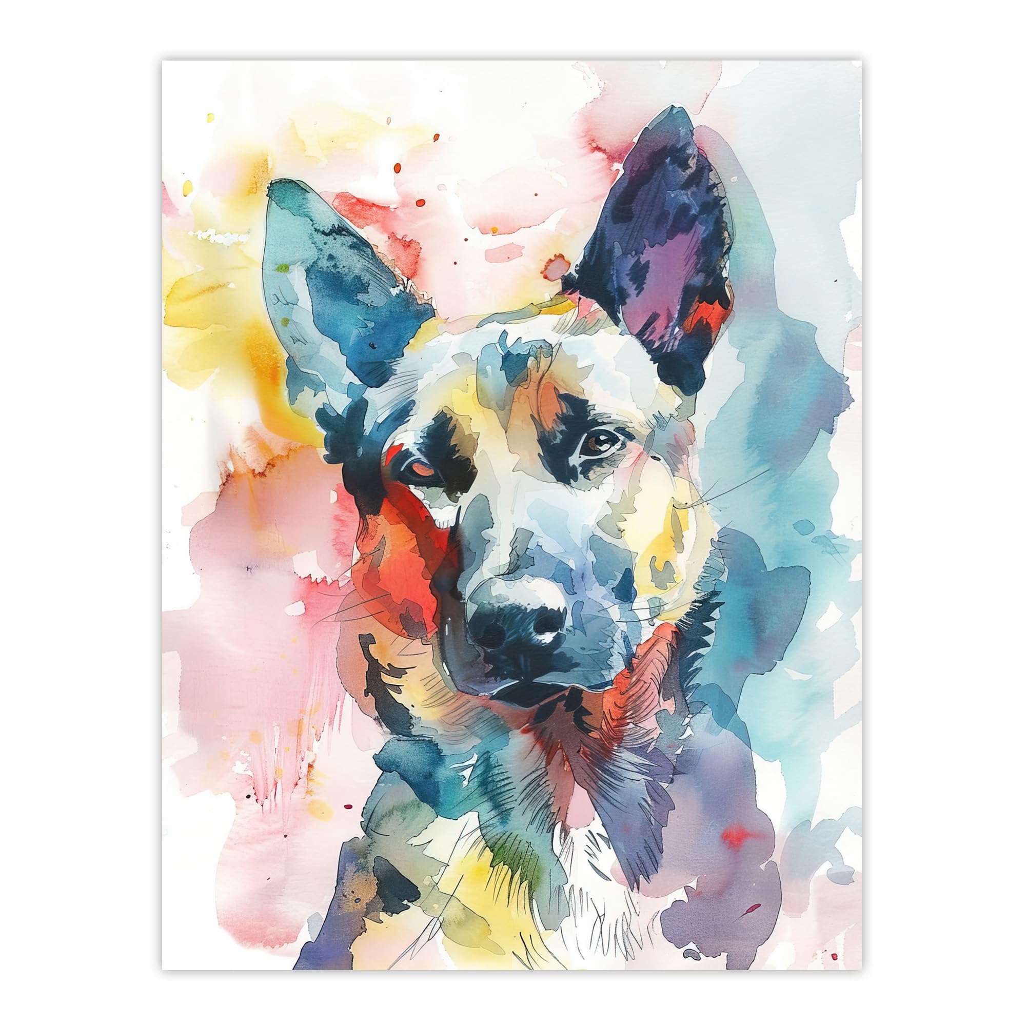 Artery8 Alsatian German Shepherd Dog Lover Watercolour Living Room Large Wall Art Poster Print Thick Paper 18X24 Inch