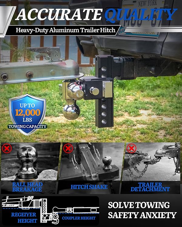 Giantoucan 2" Adjustable Trailer Hitch Ball Mount, 6" Drop/Rise Tow Hitch by GianToucan - Used condition - Image 5