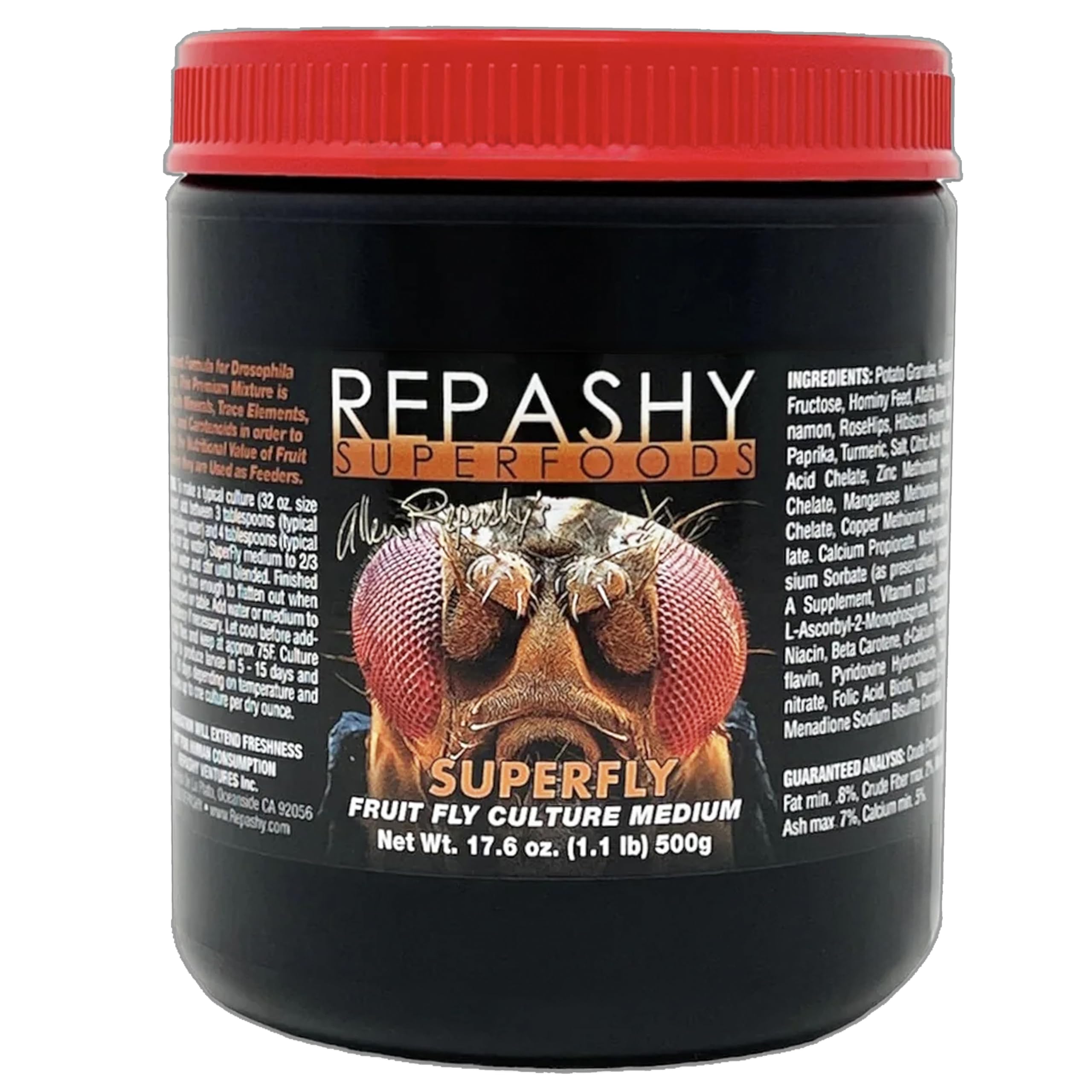 Repashy Superfly – Complete Diet Formula for Culturing Feeder Fruit Flies (Drosophila) for Reptiles, Amphibians, Fish, and Invertebrates, 500g