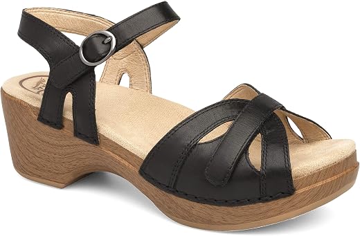 dansko Women's Season Flat Sandal, Black Full Grain, 42 EU/11.5-12 M US
