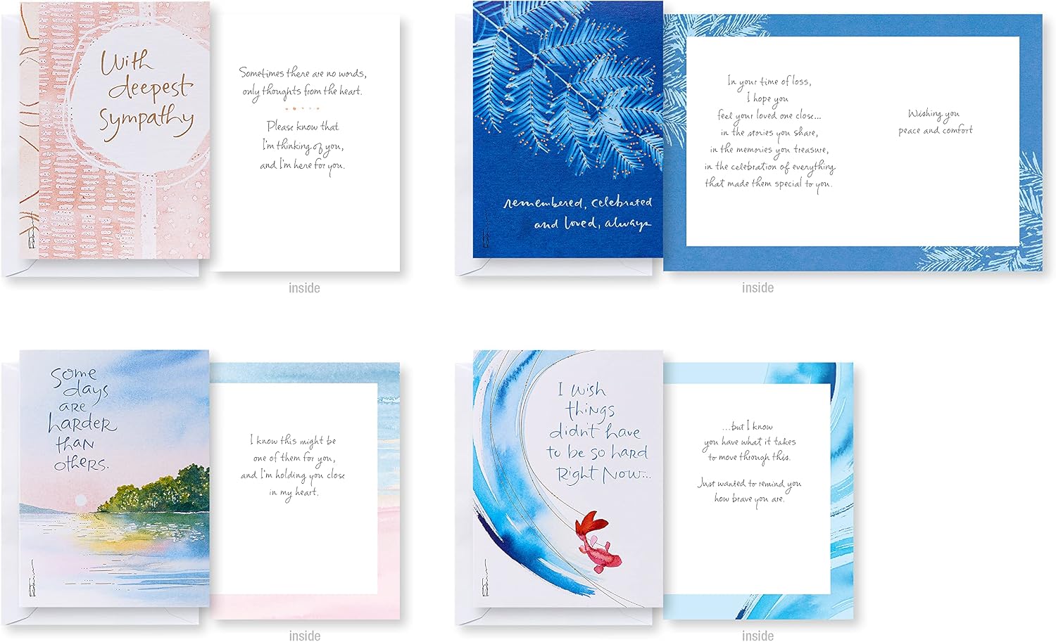 American Greetings Deluxe Boxed Sympathy, Thinking of You, and Blank Cards with Envelopes, Kathy Davis Designs (32-Count)