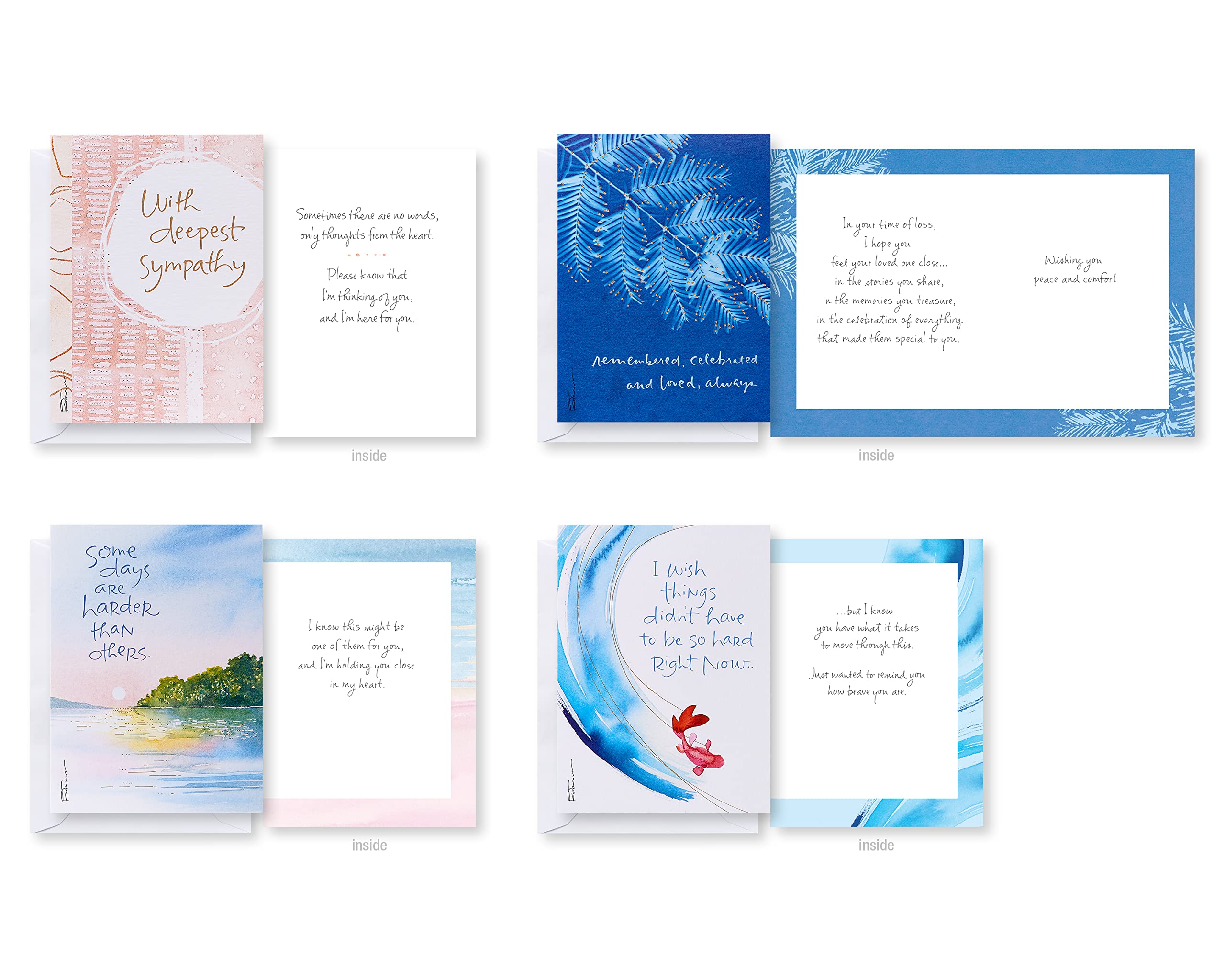 American Greetings Deluxe Sympathy, Thinking of You Cards with Envelopes, Kathy Davis Designs (32-Count), 4.375 x 5.9375 inches - Image 4