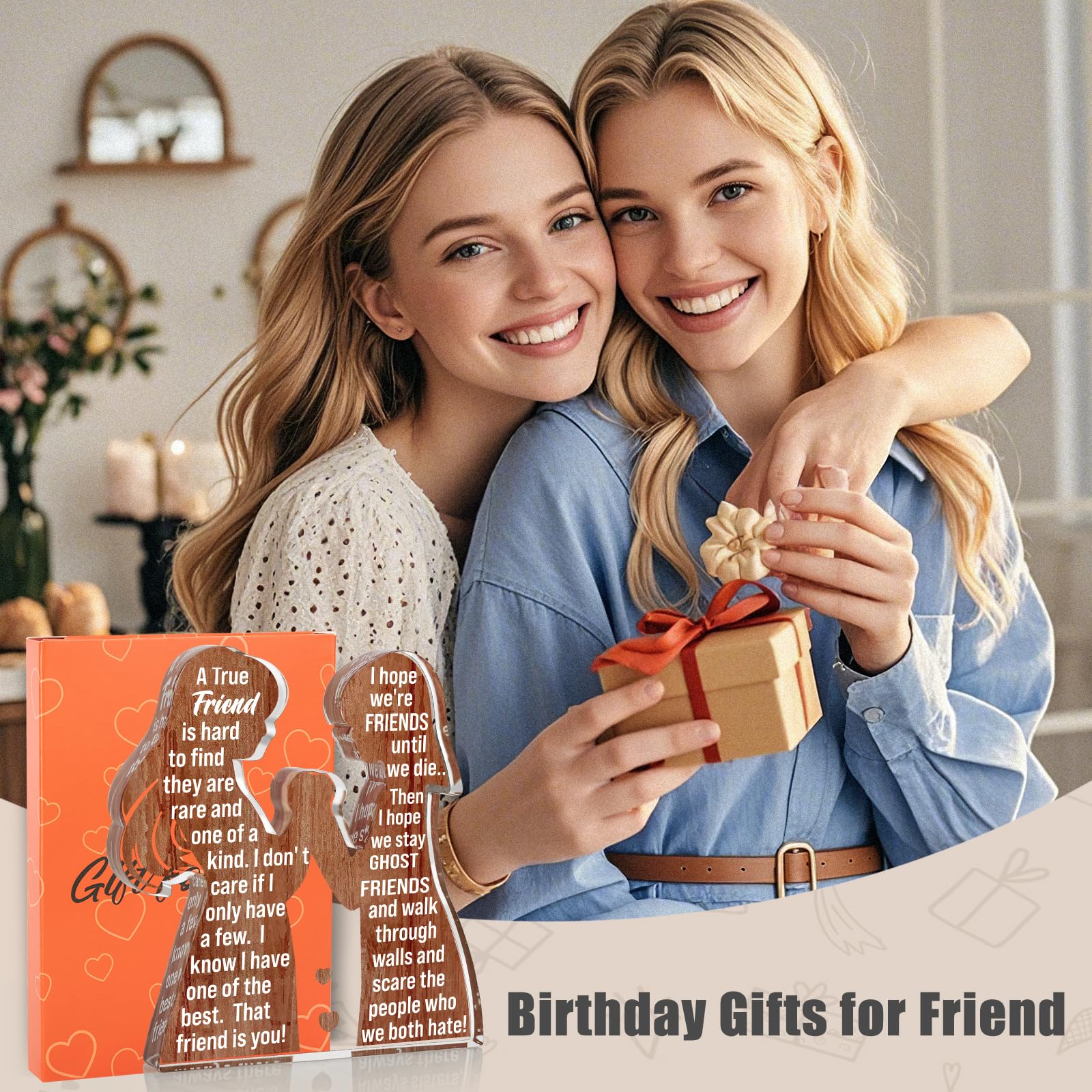 Friend Birthday Gifts for Women Friendship Best Friend Valentines Ideas Soul Sister Female Bestie BFF, Mothers Day Christmas Unique Gifts Friends Forever Inspirational Cheer up Thank You Friend Plaque