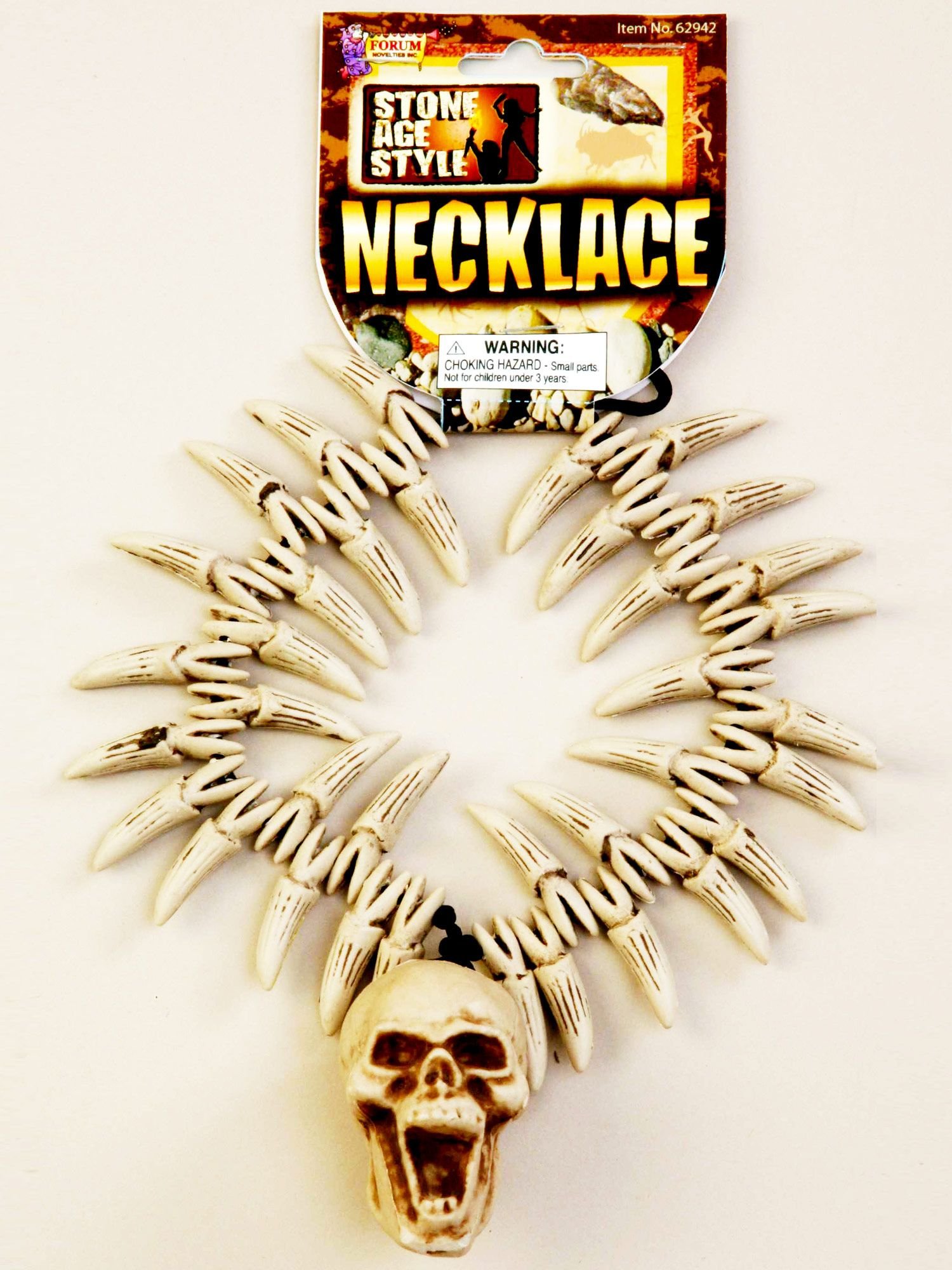 Forum Novelties Party Supplies 62942 Stone Age Teeth & Skull Necklace, Standard, Multi, Pack of 1