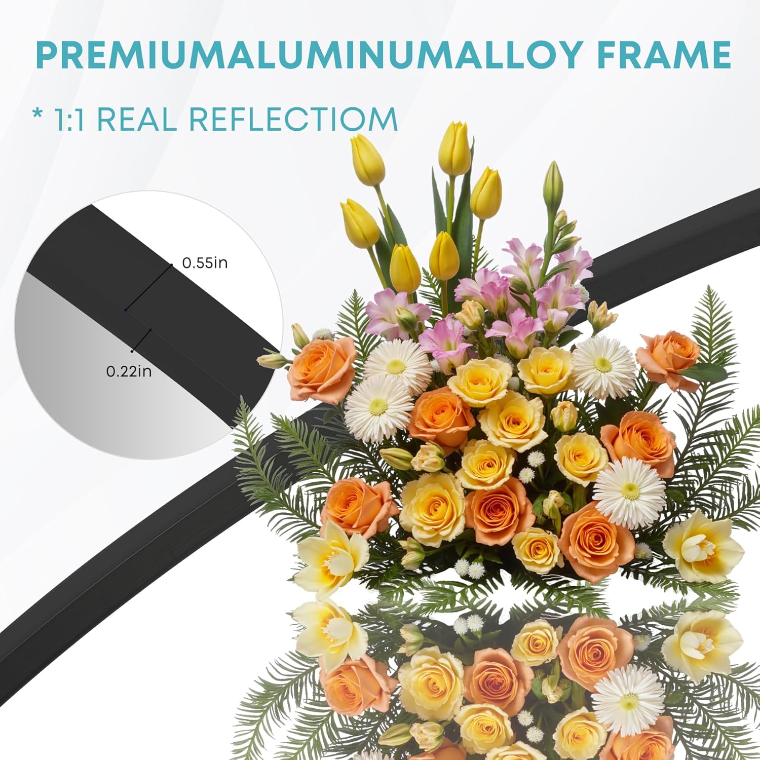 Round Mirror, Wall Mounted Circle Mirror with Brushed Metal Frame, Circular Mirrors for for Bathroom, Living Room, Vanity, Bedroom, Entryway, 36inch, Black