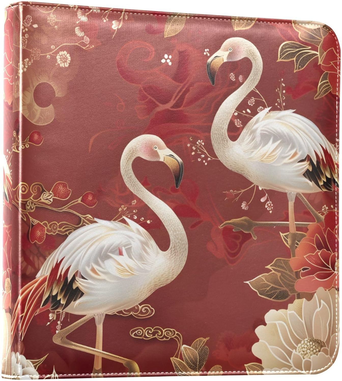 JIPONI Oriental Mood Flamingos Large Photo Album, DIY Leather Cover Scrapbook Albums for 4x6 5x7 6x8 Pictures, Self Adhesive Memory Book for Wedding, Baby, Family