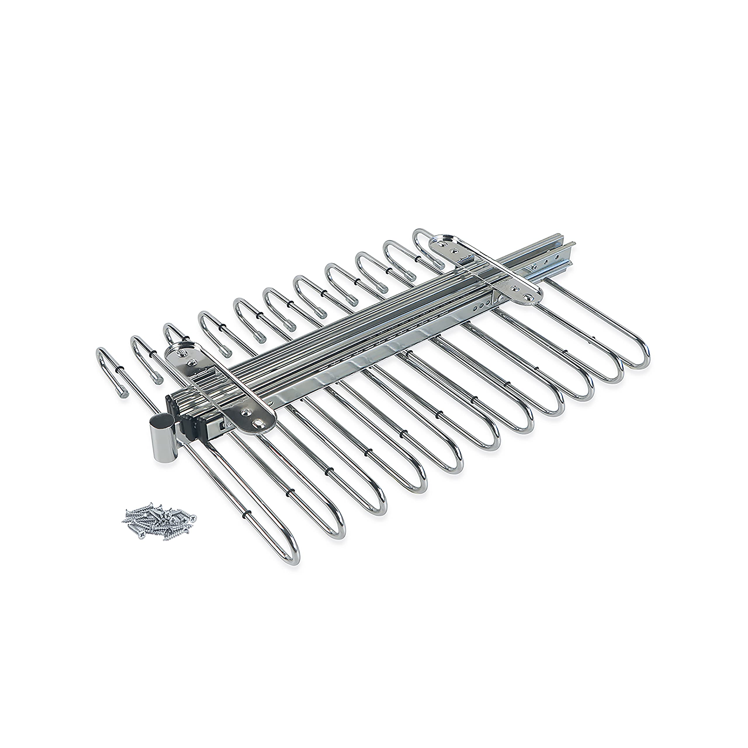 Emuca - Porte-​pantalons extractible pour armoire, range-​pantalon coulissant pour 11 pantalons, acier chromé 7086411