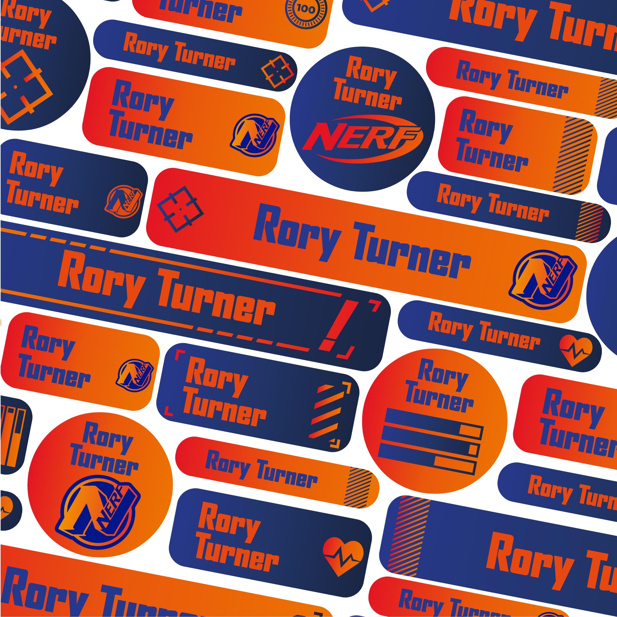 123 School Name Labels for Children No Iron Name Tags for Clothes Name Stickers for Water Bottles, Uniform, Secondary School, College, Care Homes, Washable and Dishwasher Safe (Nerf)