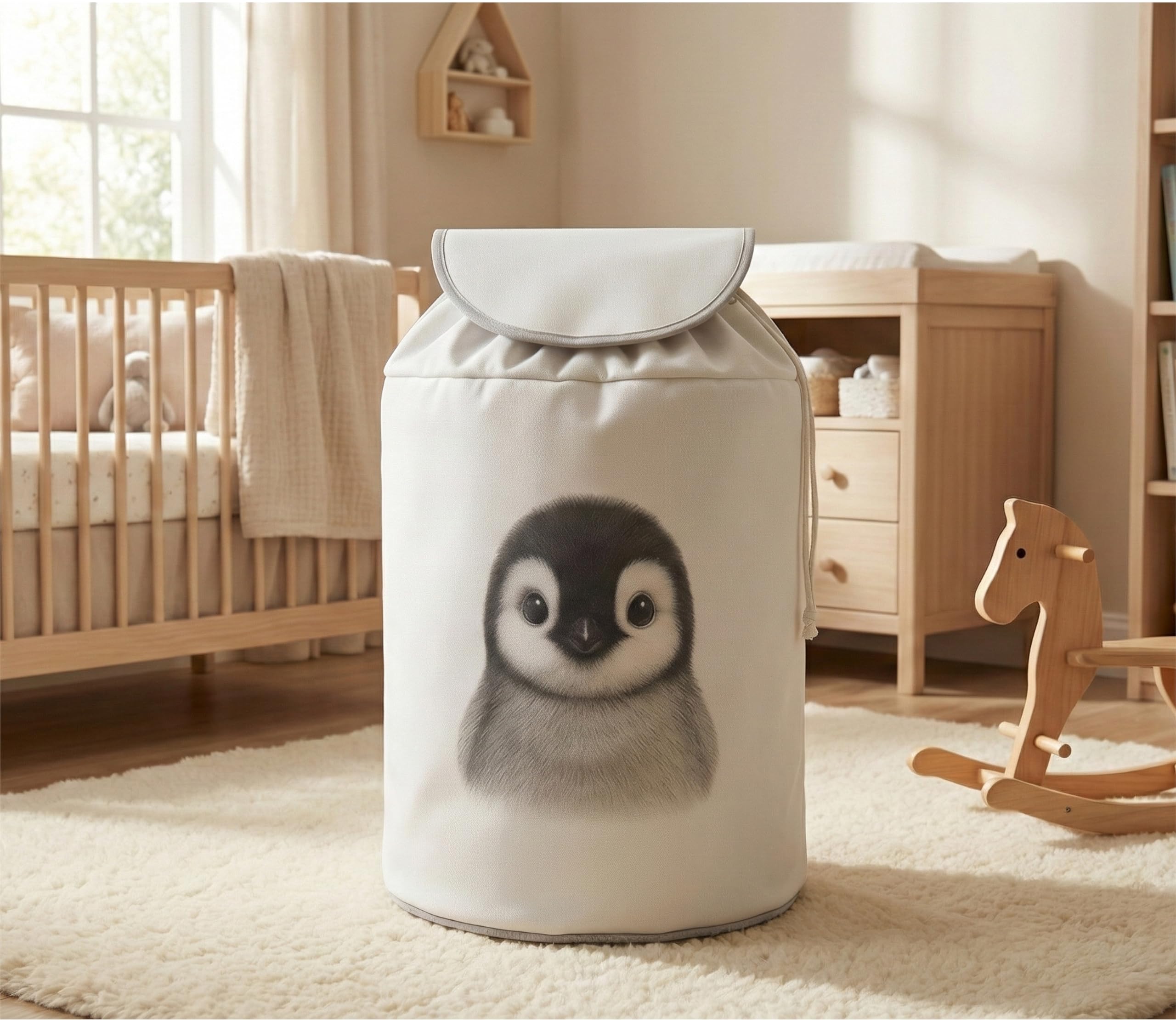 MyLittleNido Cestas almacenaje juguetes animales Organizador juguetes infantil Cesta bebe recién nacido niño Cestas Regalo bebe Cesta almacenaje infantil Cesto ropa sucia con tapa (Pingüino)