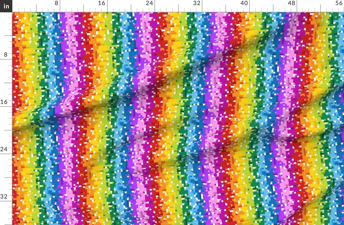 Spoonflower Fabric - Rainbow Building Block Colorful Small Classroom Pride Printed on Organic Cotton Sateen Fabric by The Yard - Sewing Quilting Apparel Home Decor