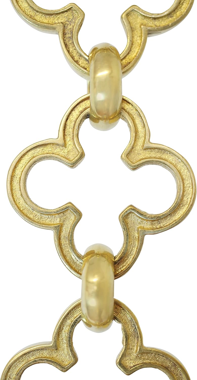 RCH Hardware Decorative Polished Solid Brass Chain for Hanging, Lighting - Cross Clover Design Unwelded Links (1 Foot)