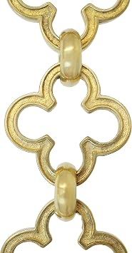 RCH Hardware Decorative Polished Solid Brass Chain for Hanging, Lighting - Cross Clover Design Unwelded Links 1 Foot