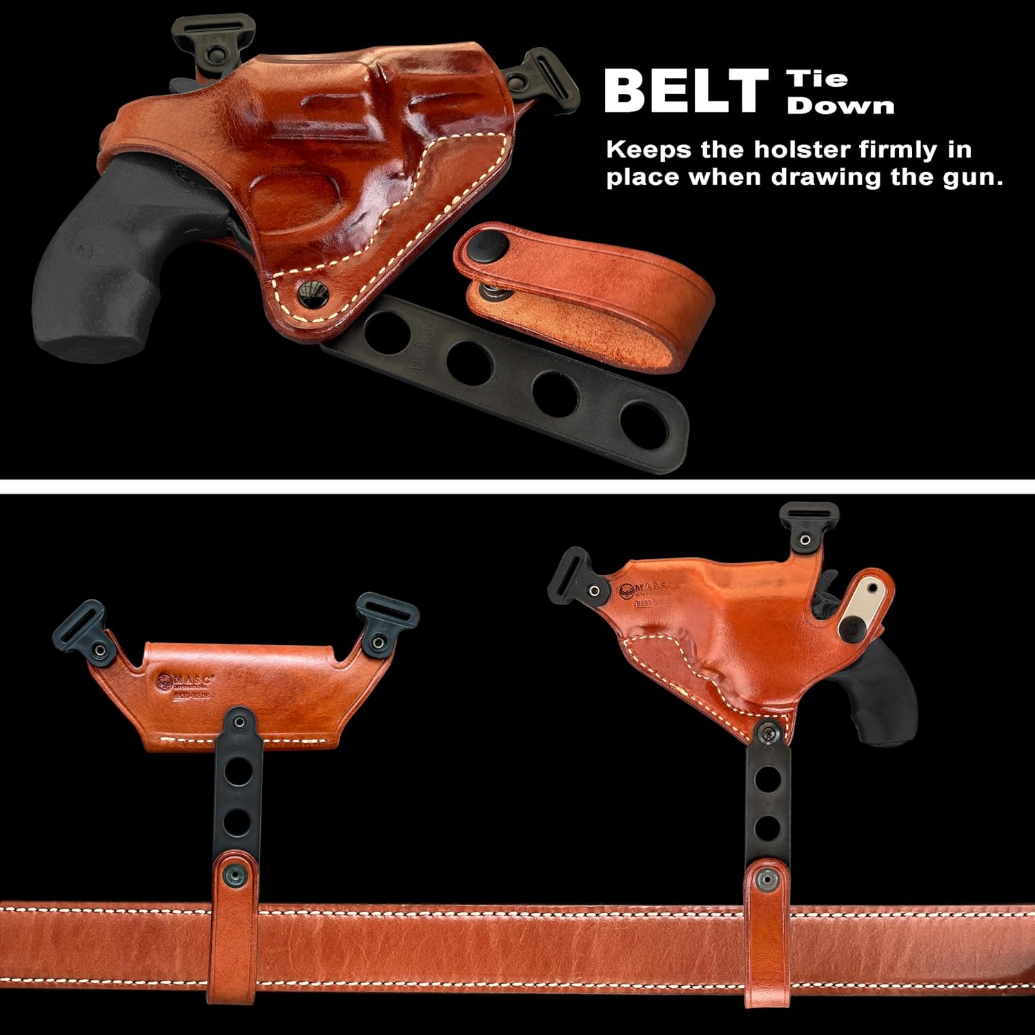 Masc Premium Leather Horizontal Shoulder Holster System with Bullet Carrier for J-Frame 38 Special 2'' Barrel, Right Hand Draw, Brown Color #1056#
