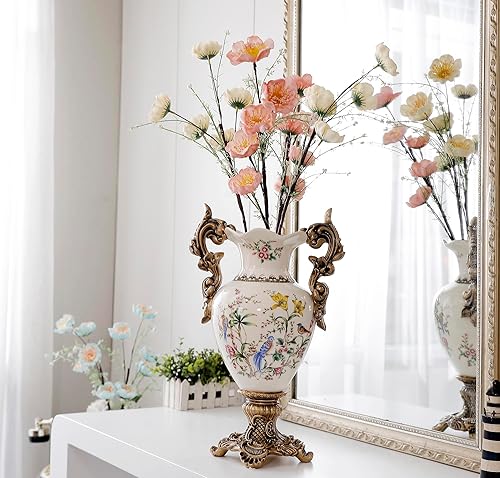 Miniatura 7 de Magcolor Jarrón de cerámica blanca de piso alto para flores de hierba de pampas, 16.1 pulgadas de alto, diseño único jarrón de cerámica agrietada