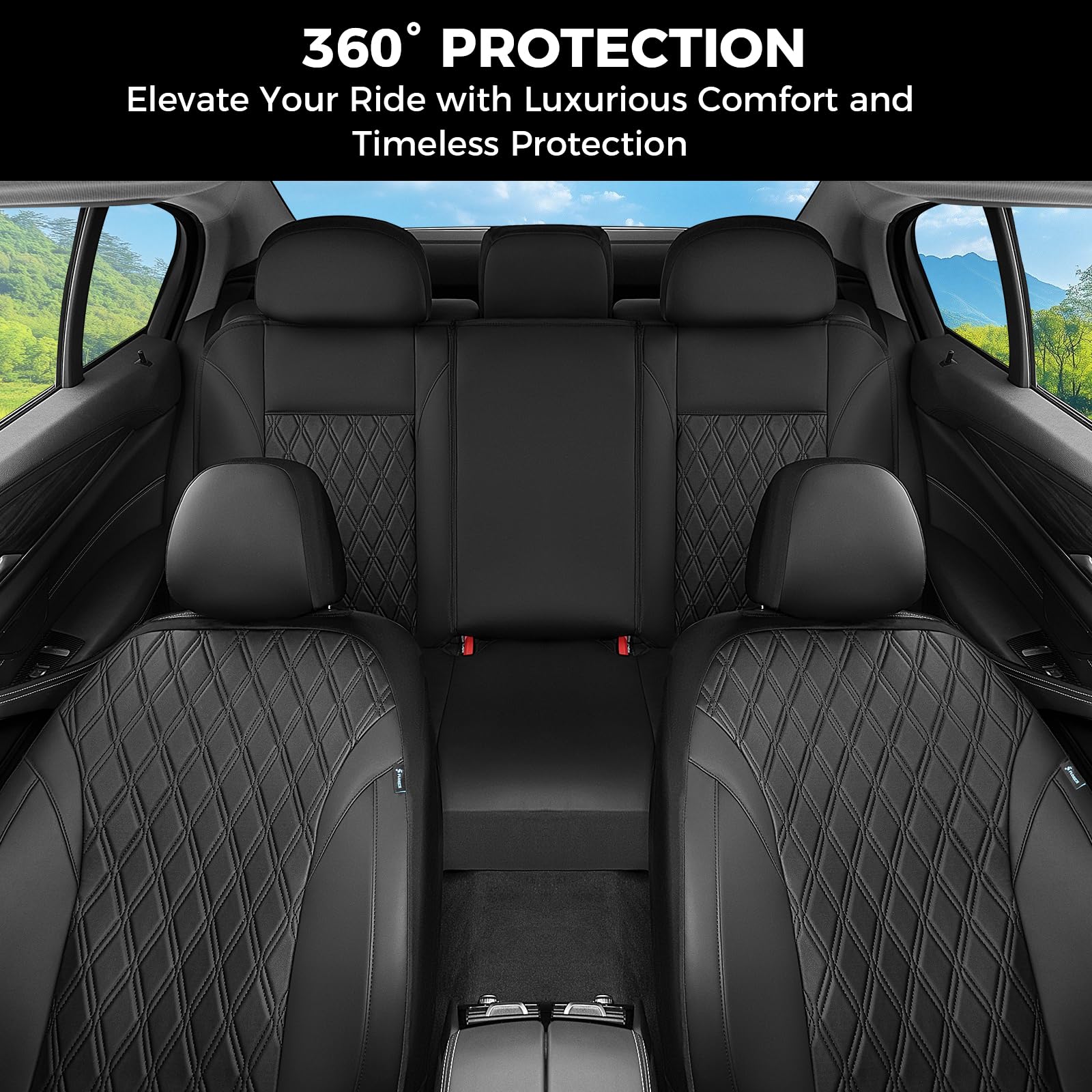 FLORICH Car Seat Covers Full Set, Leather Seat Covers for Cars, Car Seat Protector Waterproof Breathable, Universal Automotive Seat Covers, Front and Rear Car Seat Cover Fit for Most Sedans SUV Truck