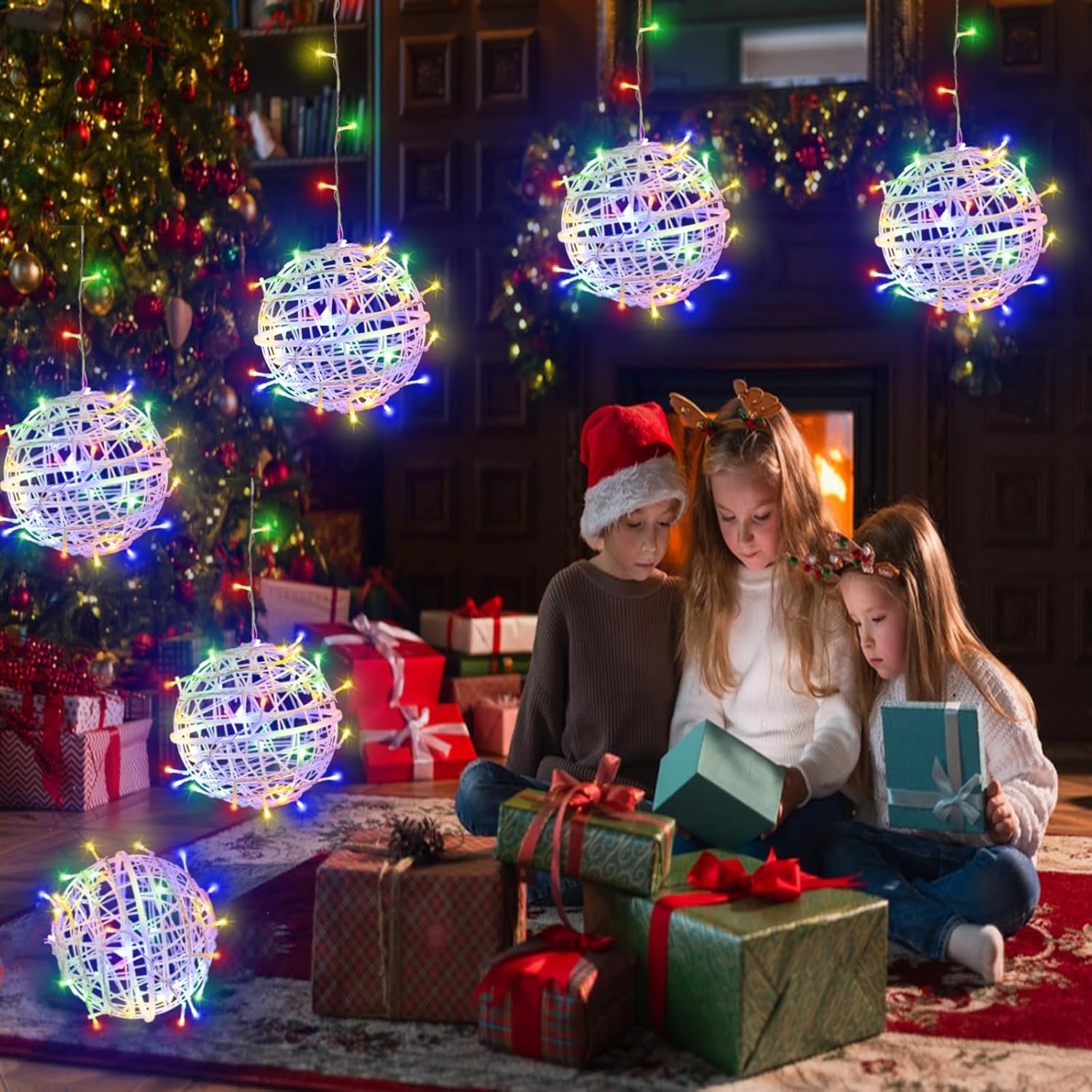 Outdoor Christmas Balls Lights 4 Pack Hanging 7.9" LED Garden Sphere Tree Lights 8 Modes Waterproof Glow Globe Lights with Memory Timer Plug for Yard Porch Eave Patio Home Indoor Decoration-Multicolor - Image 7