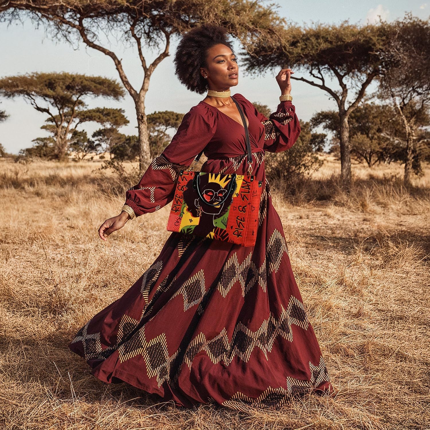 Afroyla African Black Women's Leather Bag, Premium Top-Grain Leather, Valentine's Day Gifts for Her, Wife, or Mother - Image 10