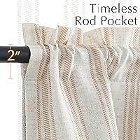 Vista 7 de jinchan Cenefa de lino a rayas, cenefa opaca de doble capa para ventanas de 18 pulgadas, estampado a rayas, tratamiento rústico de ventana