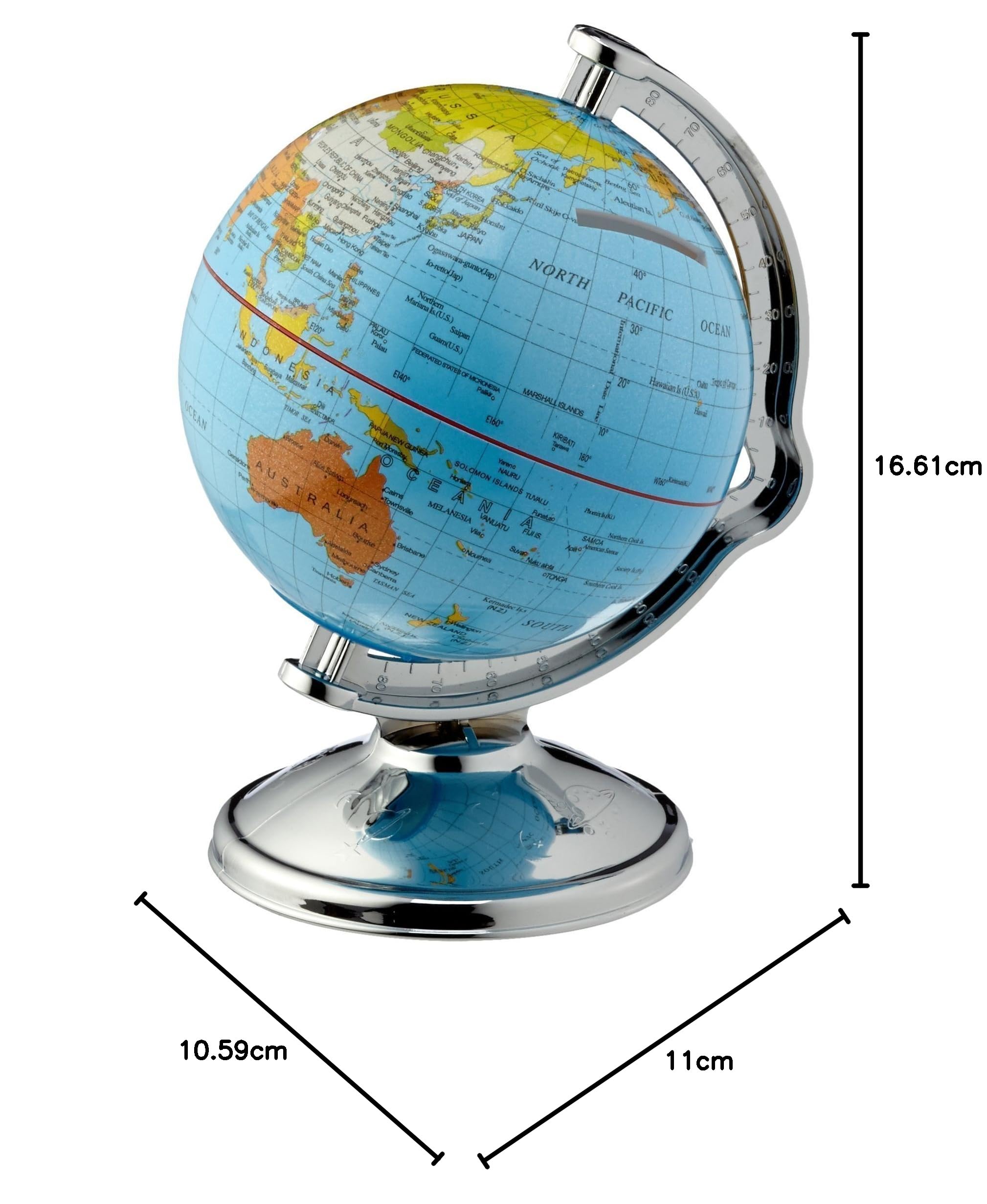 Salvadanaio Mappamondo Out Of The Blue - Plastica Bianca, 15 Cm, Ideale Per Risparmi E Regali - Foto 7