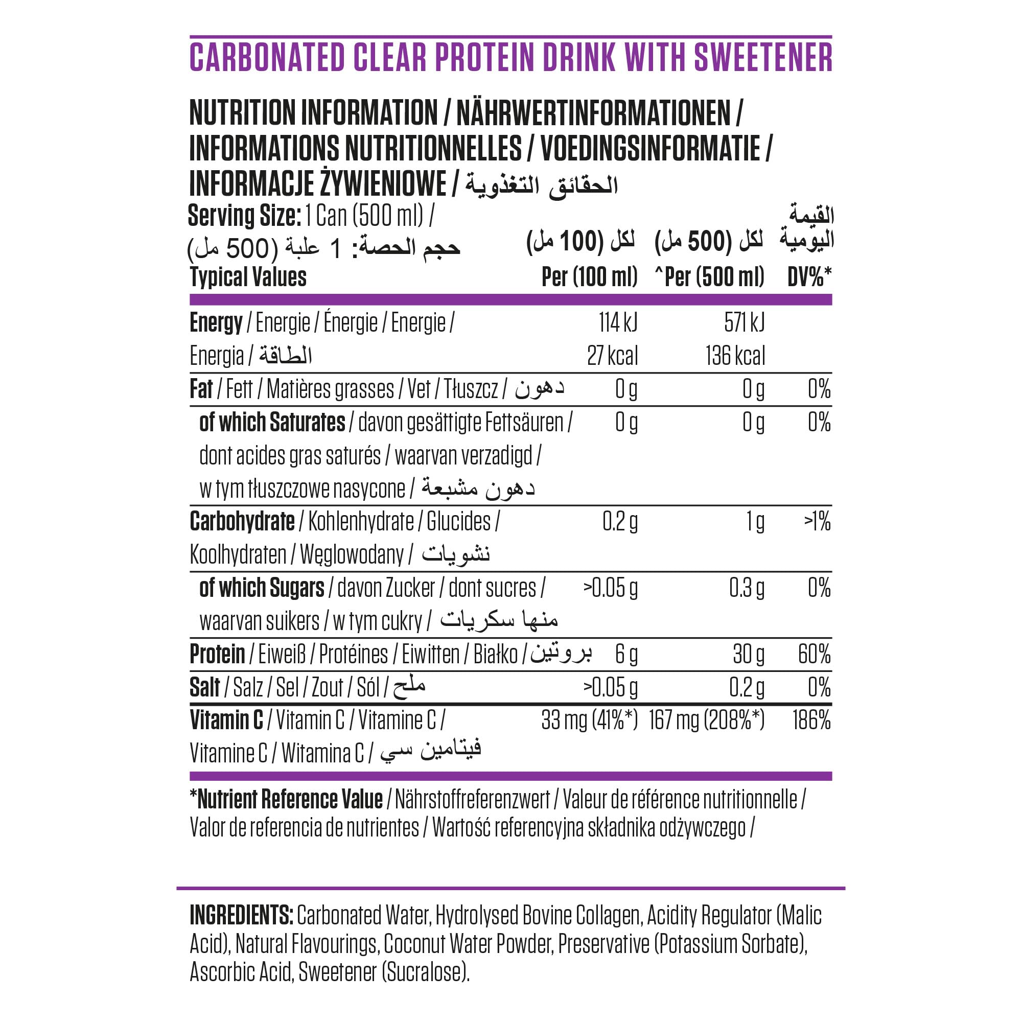 Applied Nutrition Beef-XP Can Drink 30g Clear Protein RTD, ZeroSugar Protein, carbonated protein drink, promotes muscle recovery (12-pack of 500ml cans) (Beerenmischung)