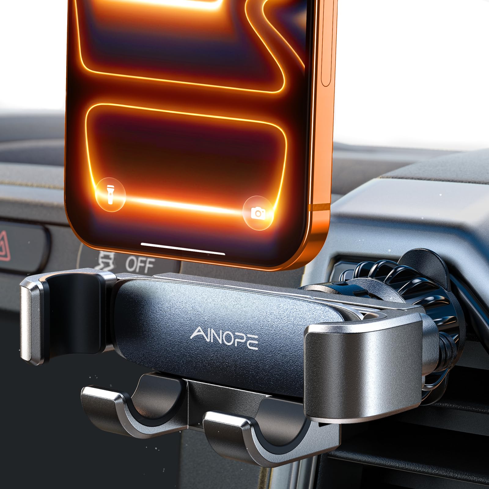 AINOPE Gravity Car Phone Holder 2025 Upgrade Mobile Holder for Car Vent Auto Lock Hands-Free Accessories Interior fits for All 4-7 IN Phone Samsung Galaxy S25 S24 Ultra iPhone 16 Pro Max Plus 15 14