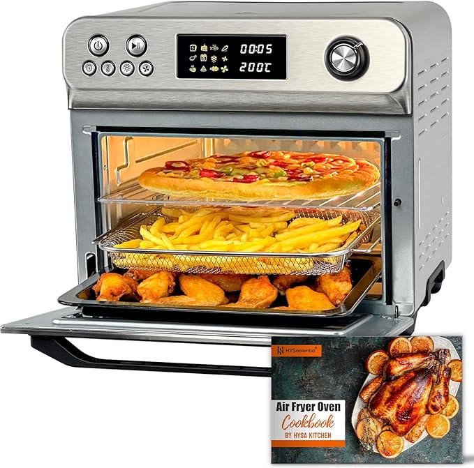 HYSapientia 26 quart stainless air fryer toaster oven with knob controls