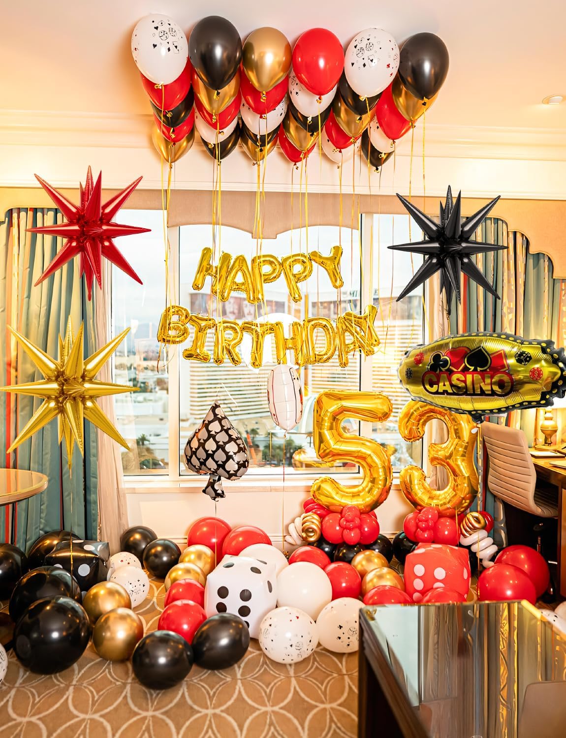 Casino Balloon Arch Garland Kit,149Pcs Red Black and Gold Balloons image 3