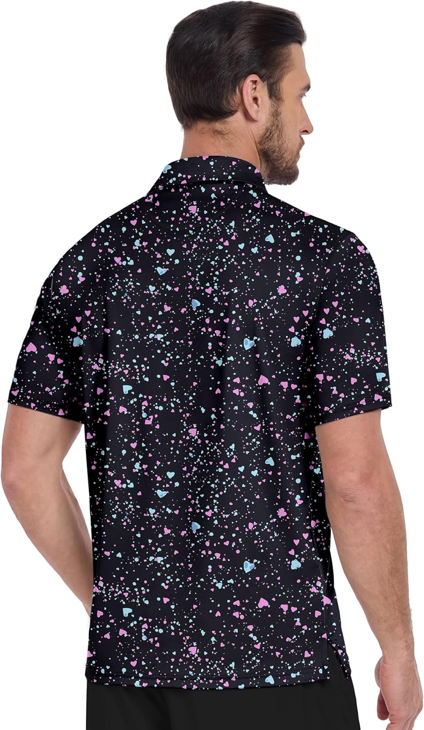 ZITY Mens Golf Shirt Short Sleeve Moisture Wicking Performance Daily Casual Print Patterns Collared Golf Polo Shirts for Men - Image 2