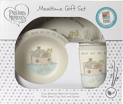 Miniatura 6 de Precious Moments 5 Noah's Ark Gift Juego de alimentación para la hora de la comida, tamaño único, multicolor