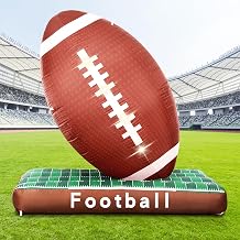 6Ft Tall Large Glow in The Dark Football Party Decorations, Blow Up Football with Built-in LED Light, Inflatable Light Up Football for Outdoor Yard