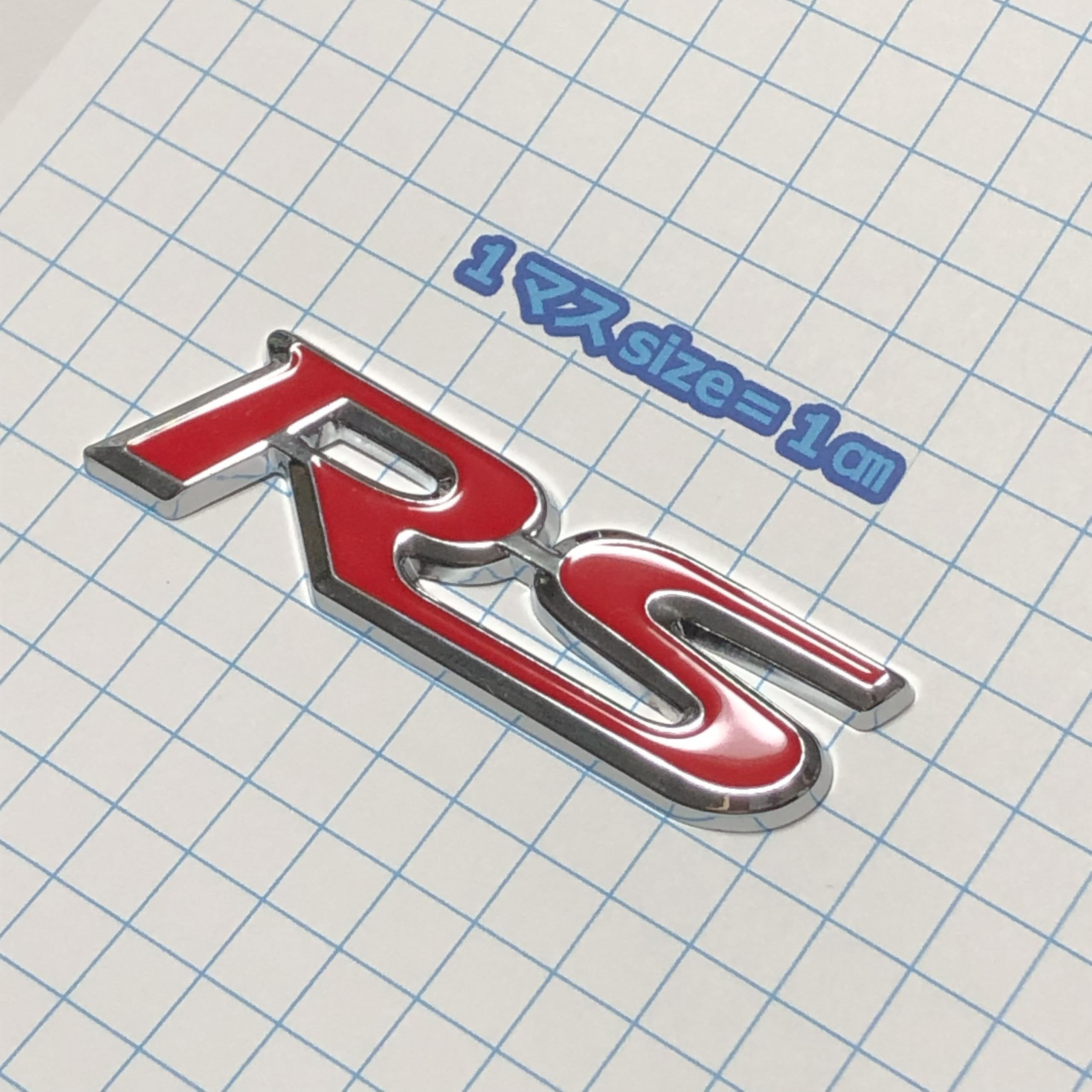 Amazon | エンブレム RS レッド/シルバー メタル 92mm×25mm×4mm 