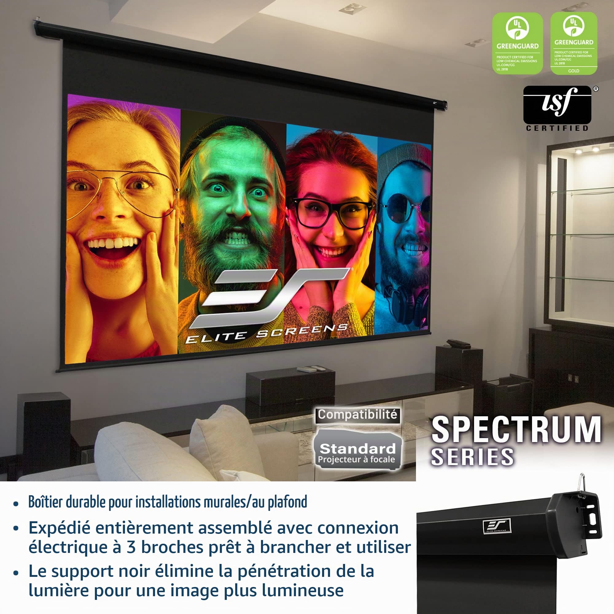 Elite Screens Spectrum 110" - écrans de Projection (Blanc, Noir)