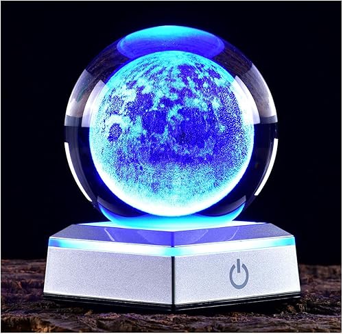 Bola de cristal 3D, lindo modelo de día de sonrisa de oso, con luz colorida, soporte de lámpara LED de 6 colores, decoración divertida de