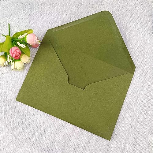 Vista 5 de 25 PCS A7 Olive Green Envelopes,5.35 x 7.7 inches, Perfect for 5x7 Weddings Invitation Cards,Birthday Greeting RSVP Invite,Photos Verde oliva