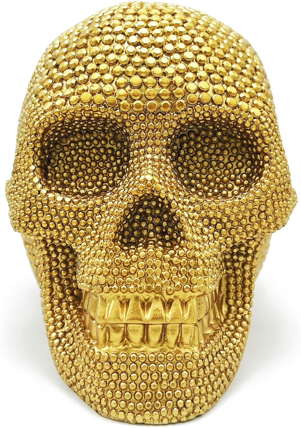 Mageeko Skull Statue Décor Halloween Skeleton Head Gothic Resin Figurine Decoration Sculpture Collectible Gifts Gold