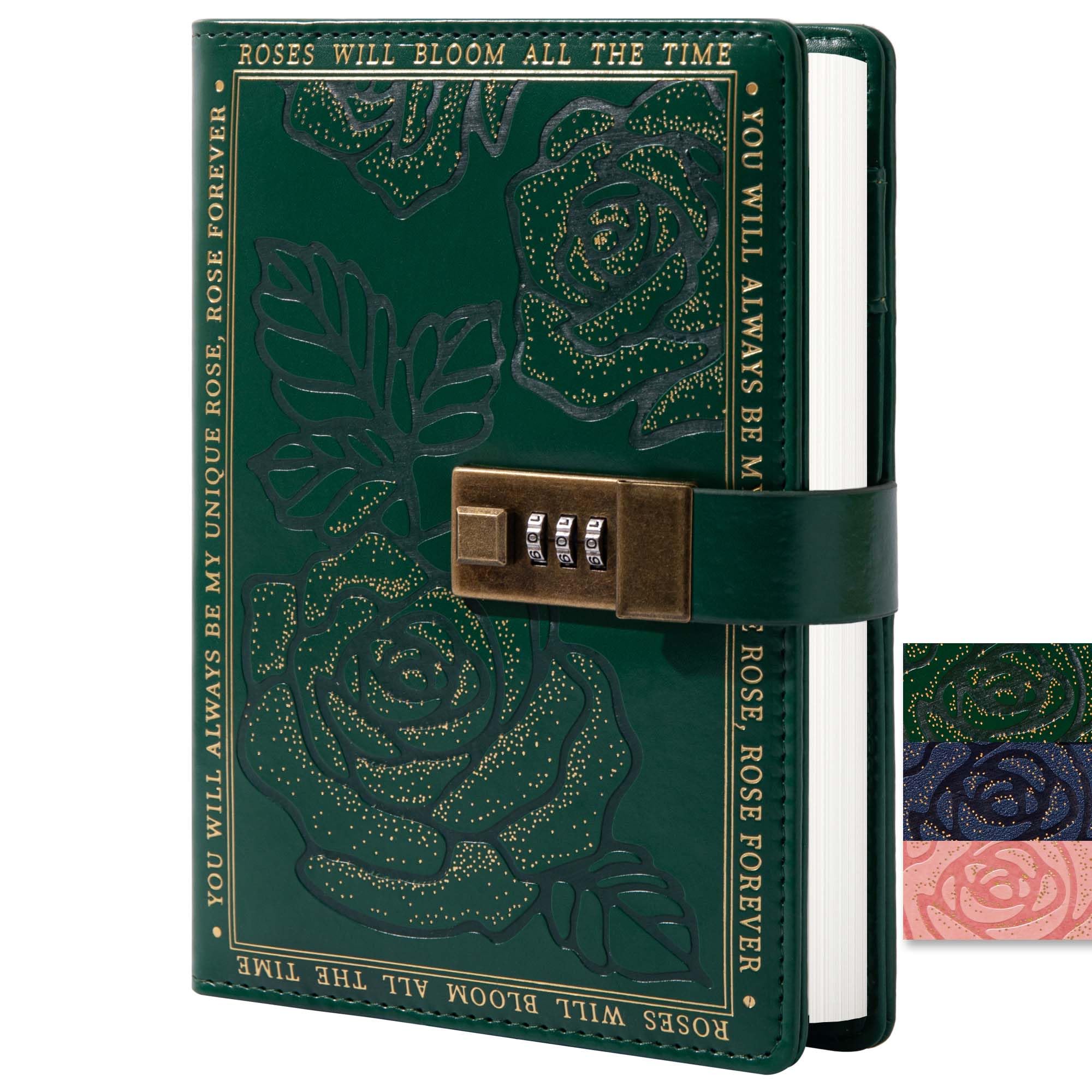 TIEFOSSI Journal with Lock for Women-Waterproof Leather Lockable Journal-B6 Refillable Password Diary with Lock-100gsm 224 Thick Paper - Personal Planner Organizer