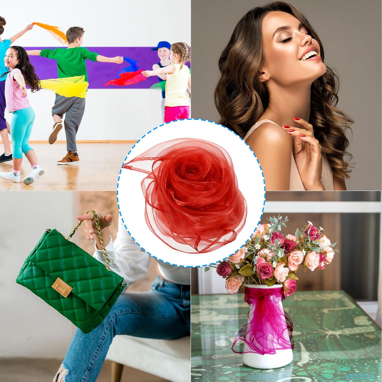 PATIKIL Dance Scarves, 12Pcs Square Juggling Scarves 28 by 28 Inches for Play Magic Music Activity Juggling Dressing, Red - Image 6