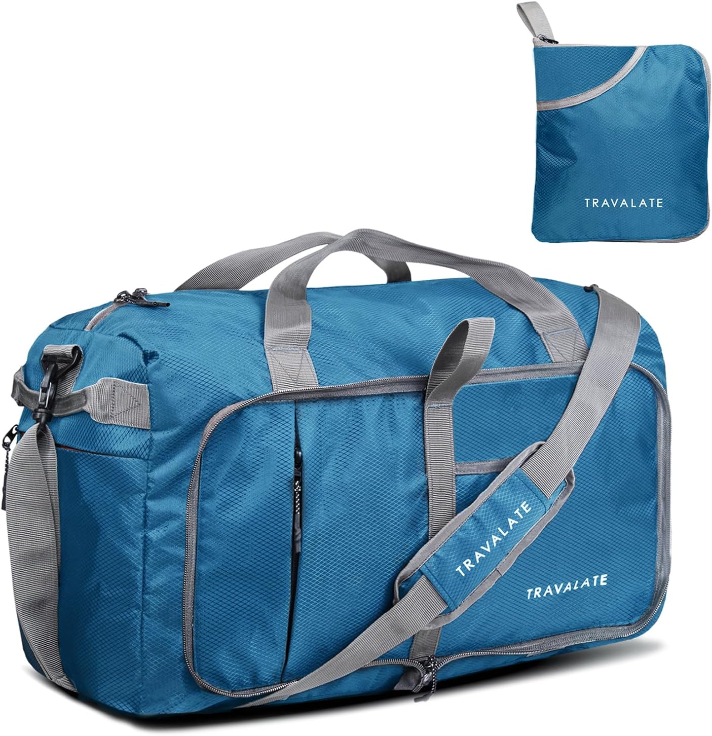 50L Foldable Polyester Travel Duffle Bag with Separate Shoe Compartment and Adjustable Shoulder Strap| Water and Tear Resistant Overnight Bag for Men & Women's - Blue