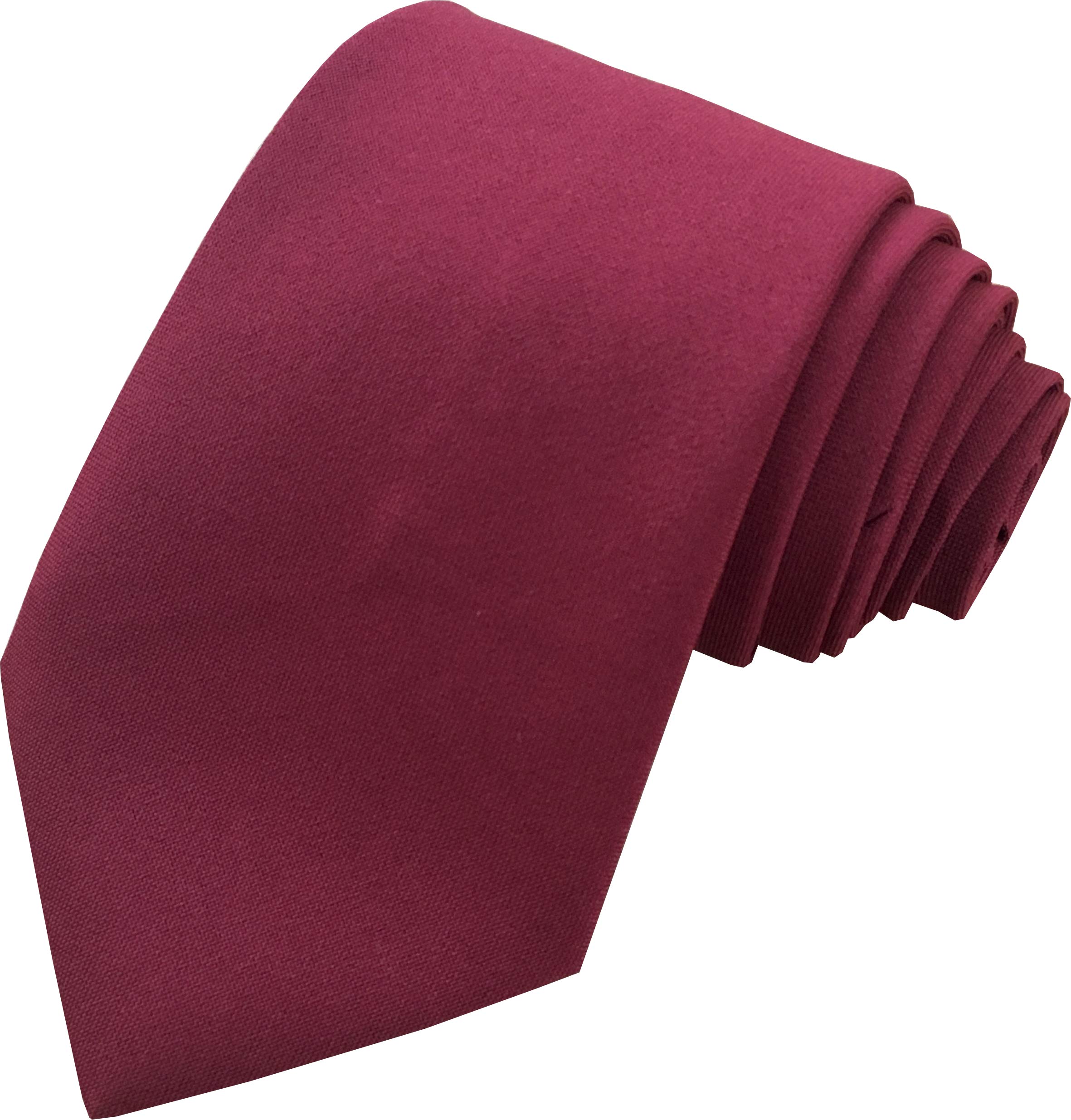 Great British Tie Club Men's Burgundy Plain Matt Standard Length Business Formal Neck Ties (Burgundy)