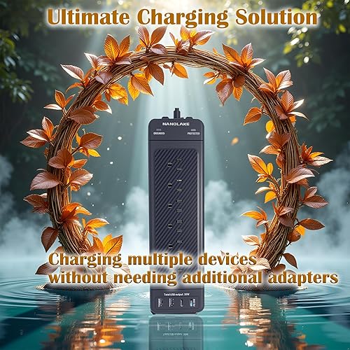 Miniatura 2 de Regleta de enchufes con protector de sobretensiones/Cable de extensión resistente de 10 pies con múltiples tomas/Protección de alto voltaje (4800