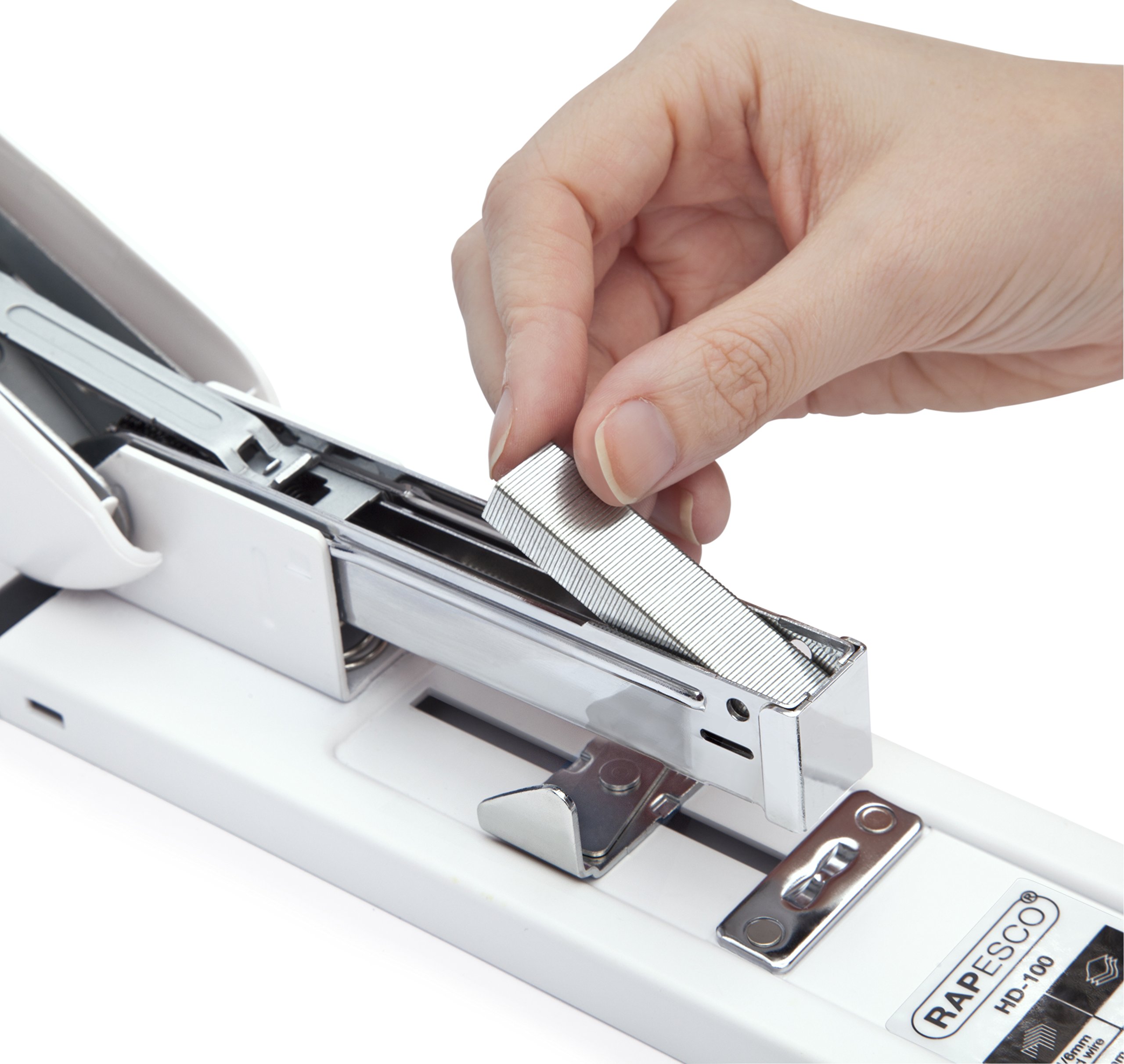 Rapesco 1391 ECO HD-100 Hochleistungsheftgerät mit 2000 Heftklammern des Typs 923/10mm, 100 Blatt Kapazität, Soft Weiß