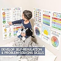 Vista 5 de 12 pósteres relajantes para el aula de esquina (10 x 14) – Tabla de ruedas de sentimientos y póster de emociones para niños, suministros de esquina