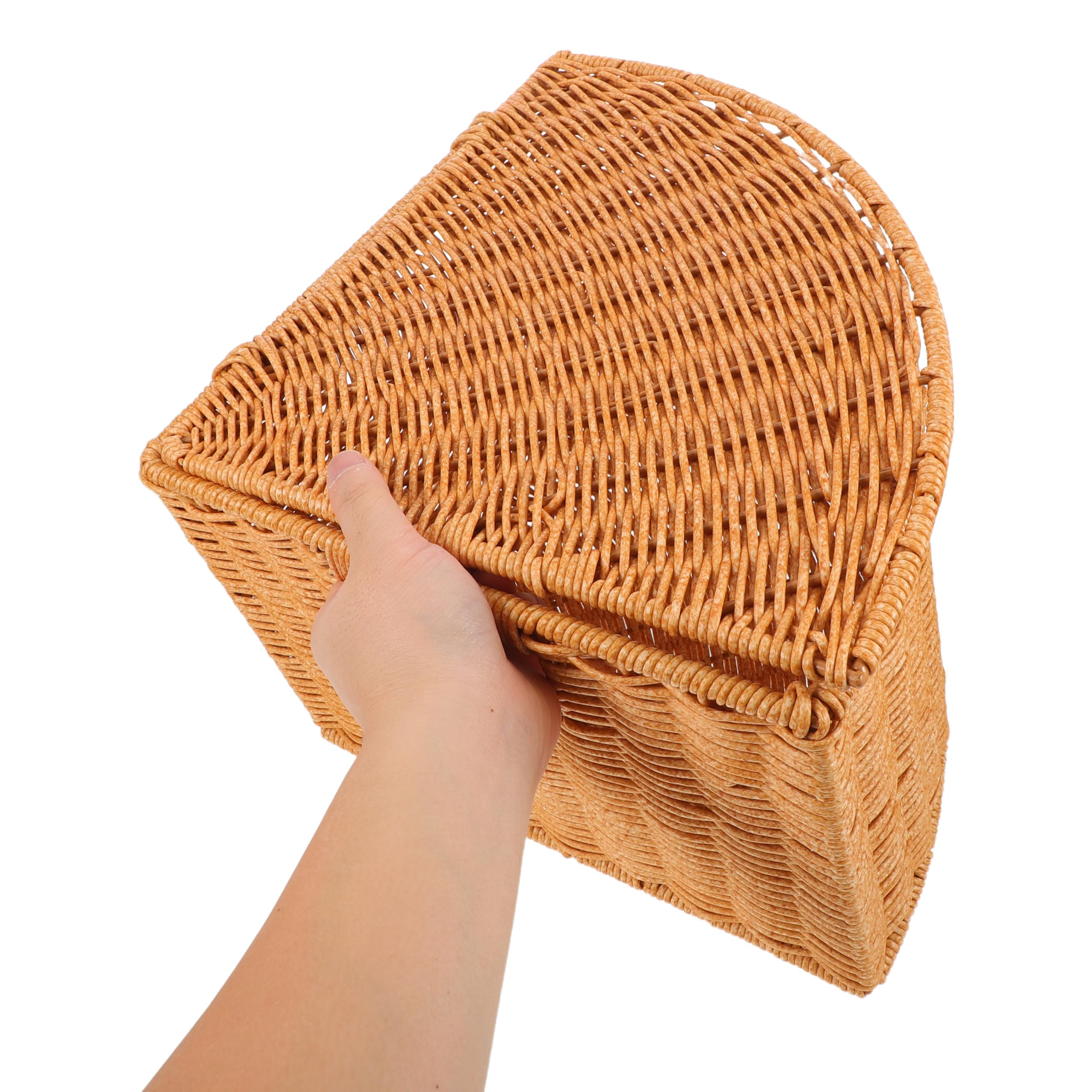 DOITOOL Cesta de Almacenamiento Triangular de Plástico Color Café | Acabado Rústico y Elegante, para Armario y Cocina, Soporta Objetos Pesados
