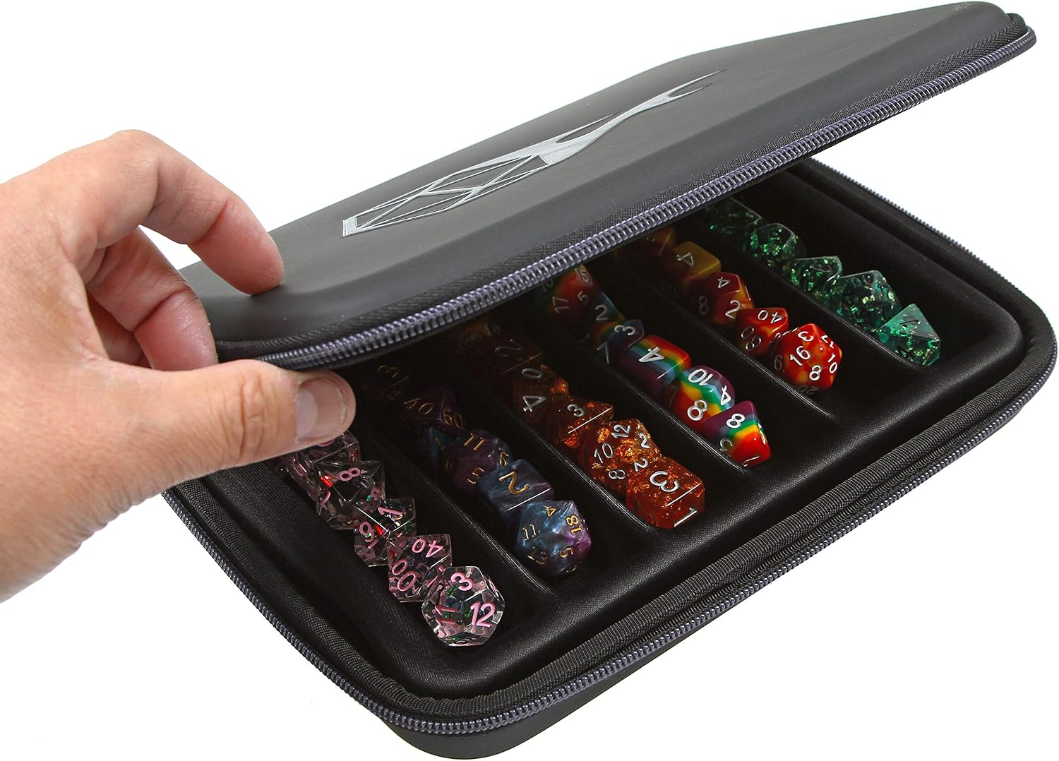 Forged Dice Co. Dice Storage Case with Removable Slotted Tray - Storage Box Holds 42 Metal or Plastic Polyhedral Dice - Dice Tray and Display Case Works with DND and Dungeons & Dragons Game Dice